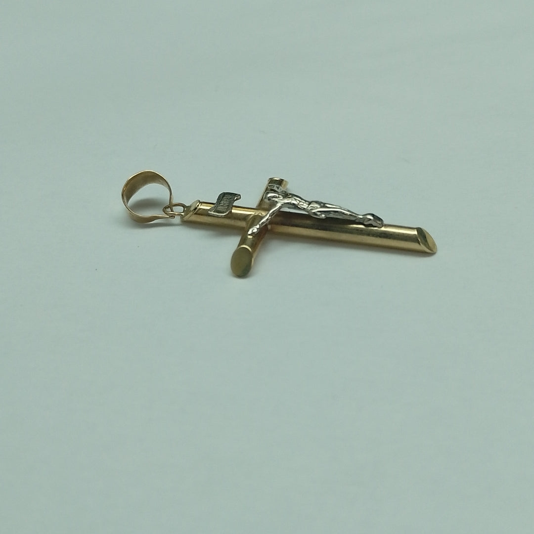 CRUCIFIJO ORO, ORO COMBINADO 10 K 1.3 GRMS (SEMINUEVO)