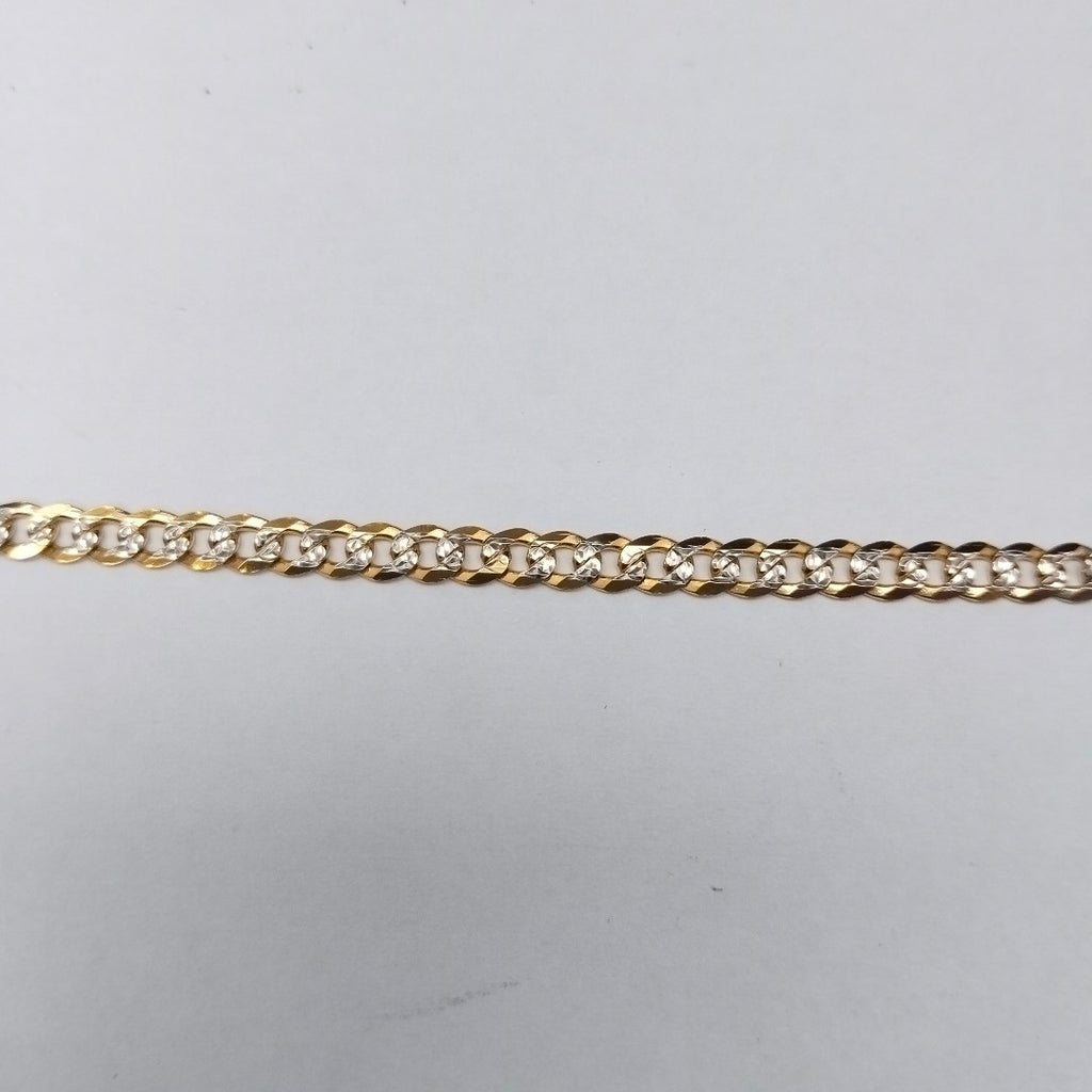 PULSERAS TEJIDO BARBADA DIAMANTADA ORO 14K 21 CM 5.1 GR (NUEVO)
