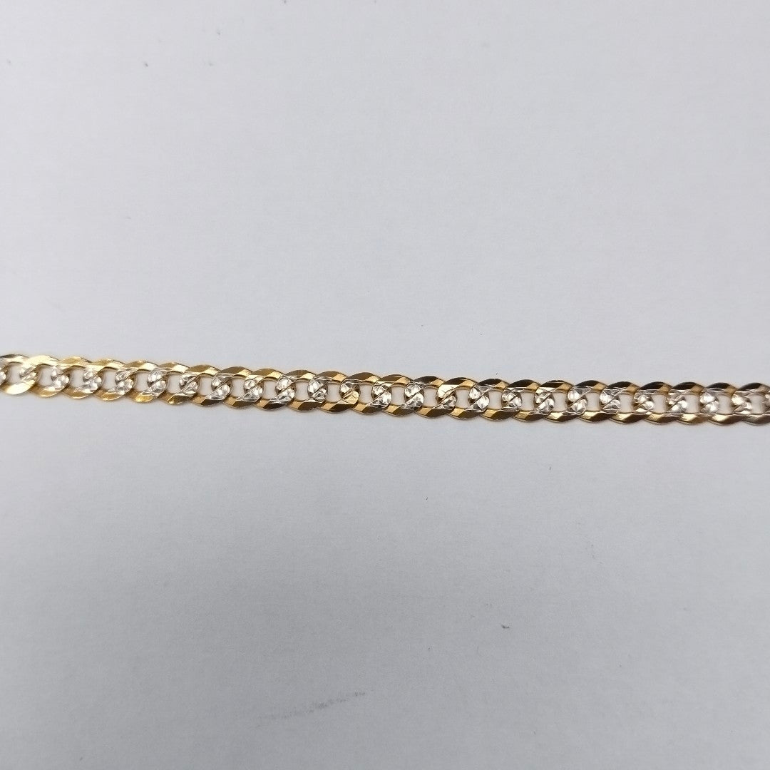 PULSERAS TEJIDO BARBADA DIAMANTADA ORO 14K 21 CM 5.1 GR (NUEVO)
