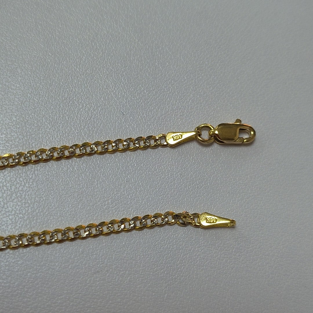 PULSERAS BARBADA DIAMANTADA ORO 14K 18 CM 2.4 GR (NUEVO)
