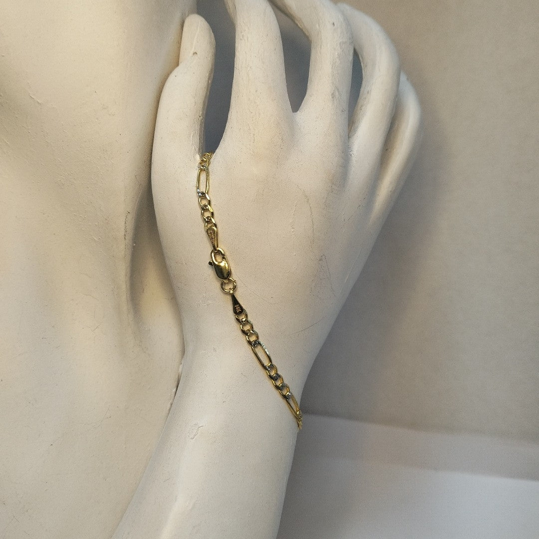 PULSERAS 3X1 DIAMANTADA ORO 14K 18 CM 3 GR (NUEVO)