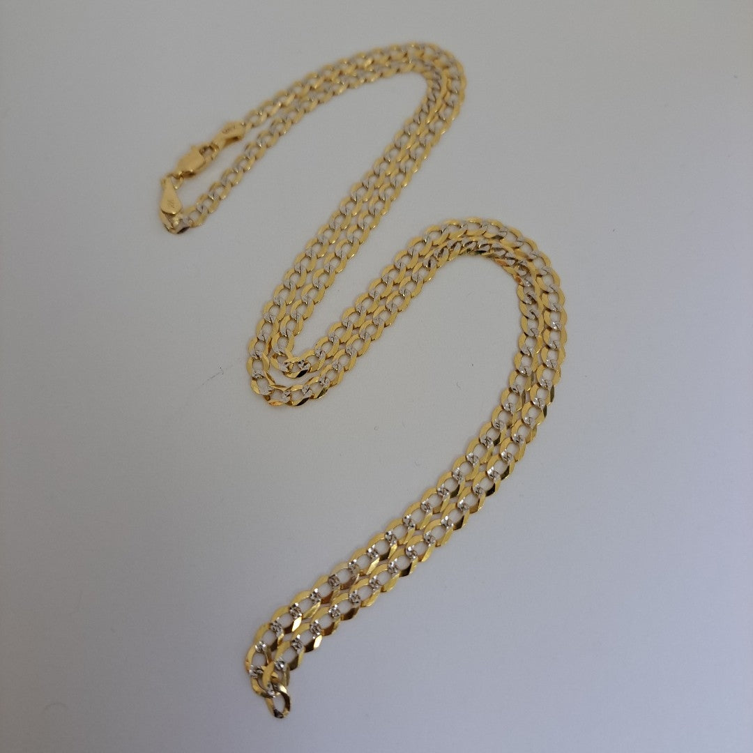 CADENAS BARBADA DIAMANTADA ORO 14K 60 CM 9.6 GR (NUEVO)
