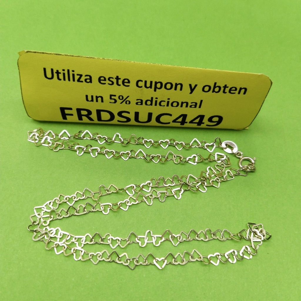 CADENAS TEJIDO CORAZONES ORO 10K 50 CM 2.5 GR (NUEVO)