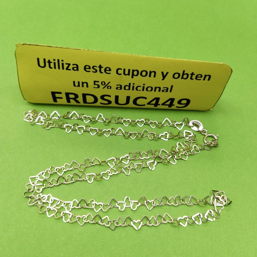 CADENAS TEJIDO CORAZONES ORO 10K 50 CM 2.5 GR (NUEVO)