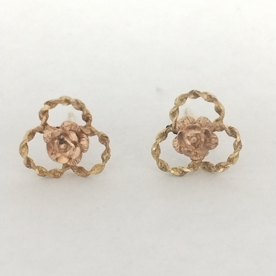ARETES PAR ORO, ORO COMBINADO 14 K 1.4 GRMS (SEMINUEVO)