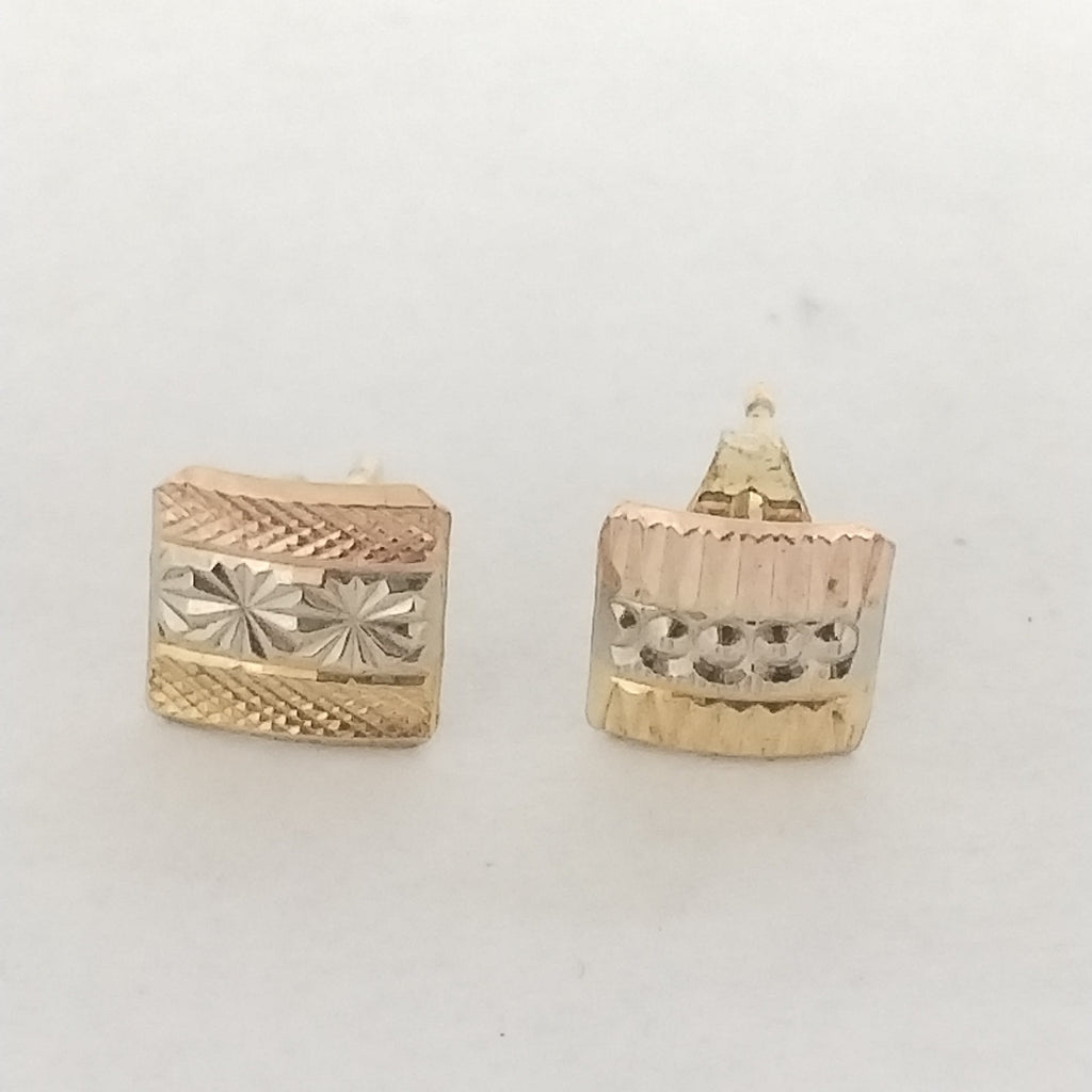 ARETES PAR ORO, ORO COMBINADO 14 K 1.3 GRMS (SEMINUEVO)