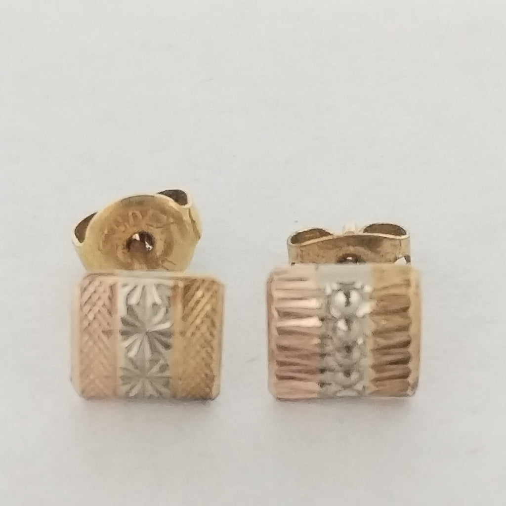 ARETES PAR ORO, ORO COMBINADO 14 K 1.4 GRMS (SEMINUEVO)
