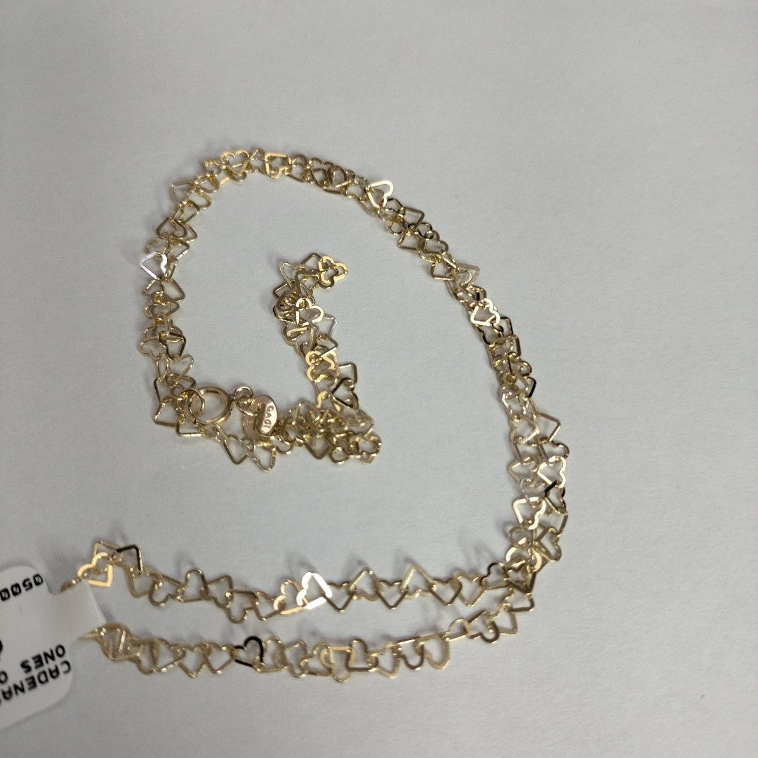 CADENAS TEJIDO CORAZONES ORO 10K 50 CM 2.5 GR (NUEVO)