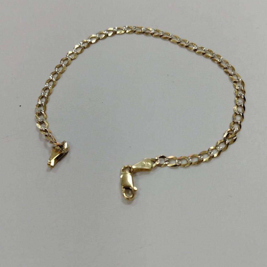 PULSERAS BARBADA DIAMANTADA ORO 14K 21 CM 3.6 GR (NUEVO)