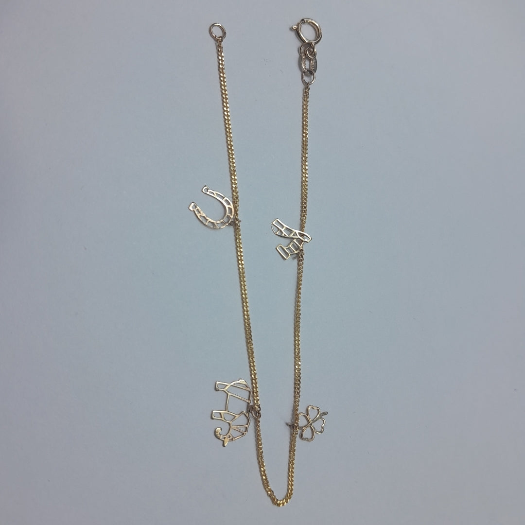 PULSERAS TEJIDO ESPECIAL C/DIJE ORO 10K 18 CM 0.9 GR (NUEVO)