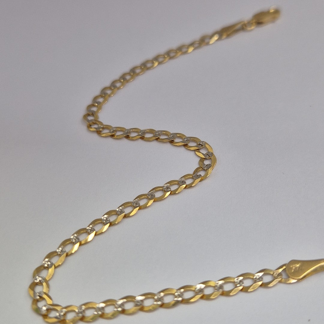 PULSERAS BARBADA DIAMANTADA ORO 14K 21 CM 3.6 GR (NUEVO)