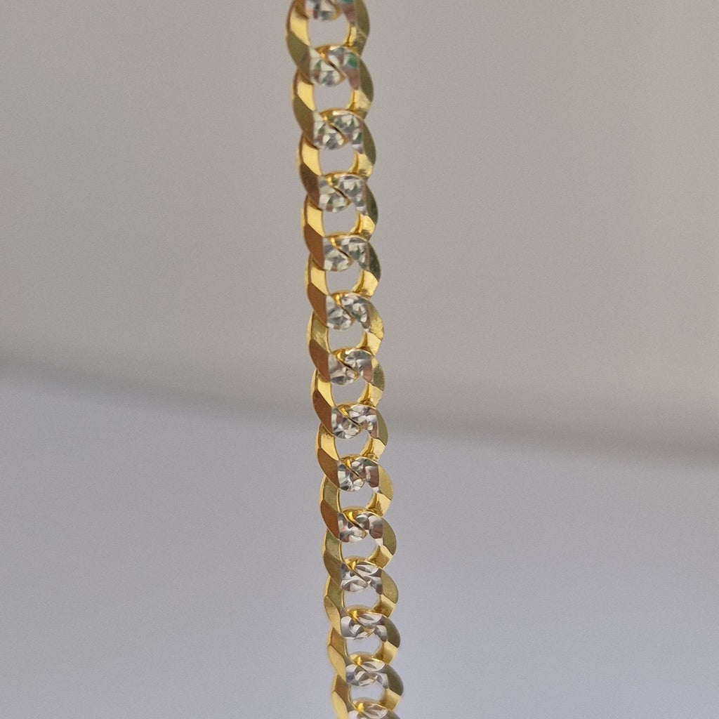 PULSERAS TEJIDO BARBADA DIAMANTADA ORO 14K 18 CM 6.7 GR (NUEVO)