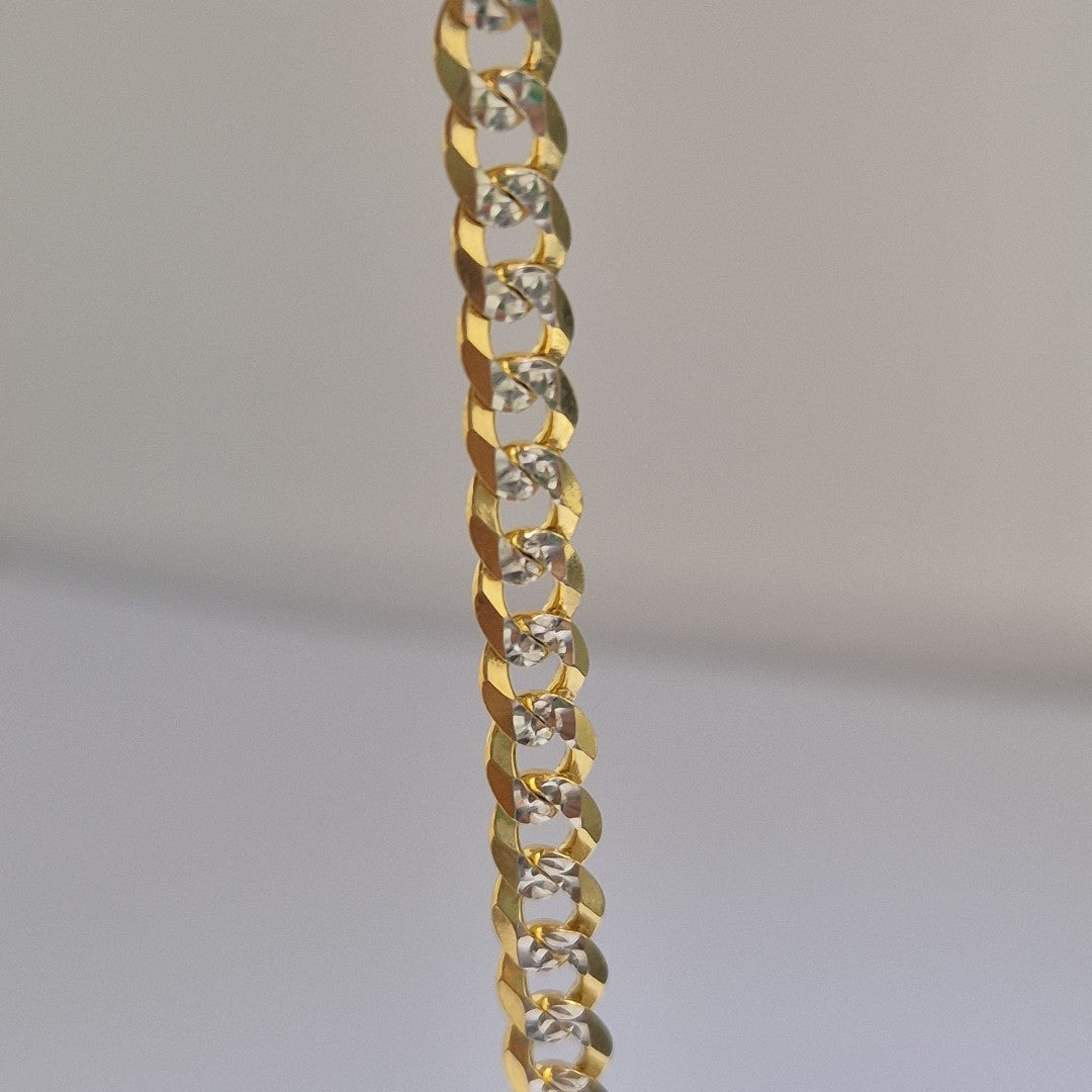 PULSERAS TEJIDO BARBADA DIAMANTADA ORO 14K 18 CM 6.7 GR (NUEVO)