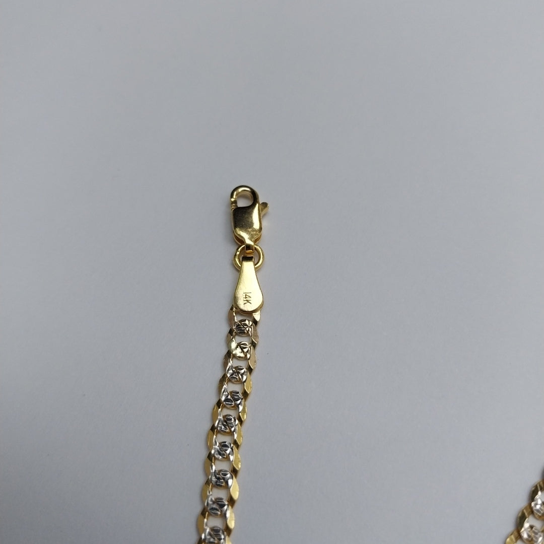 PULSERAS TEJIDO BARBADA DIAMANTADA ORO 14K 21 CM 5 GR (NUEVO)