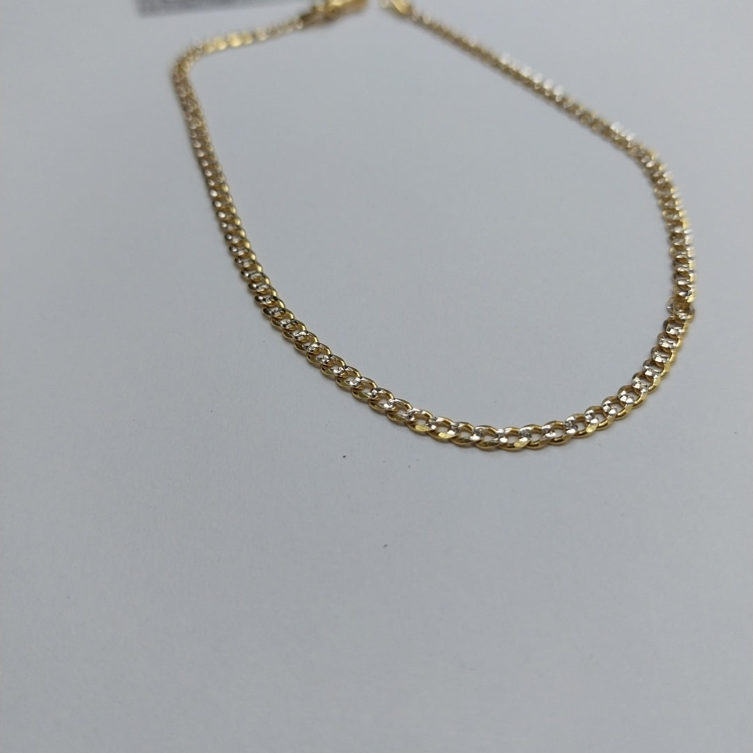 PULSERAS BARBADA DIAMANTADA ORO 14K 18 CM 2.4 GR (NUEVO)