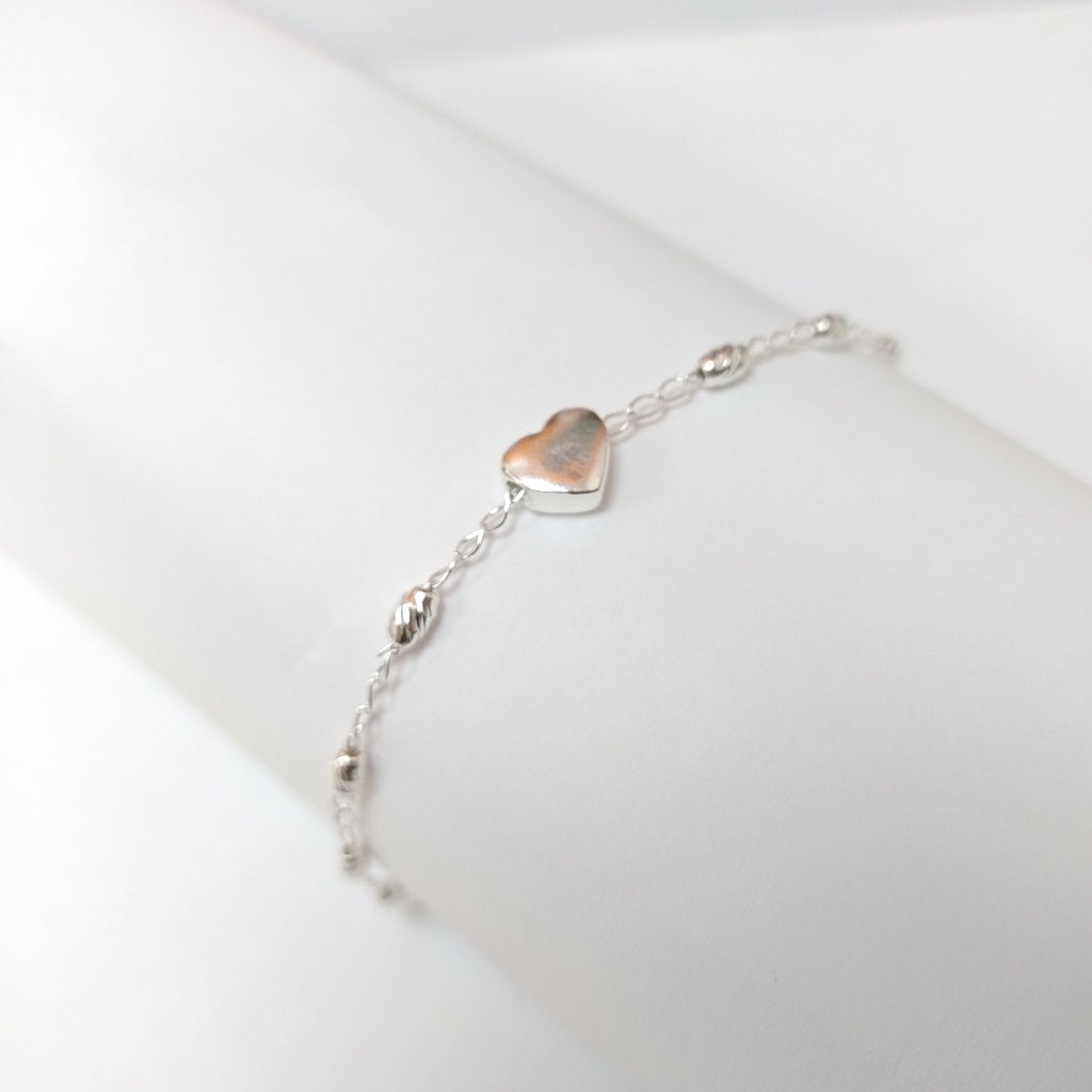 PULSERA TEJIDO CORAZON PLATA .925 18 CM 3.3 GR (NUEVO)