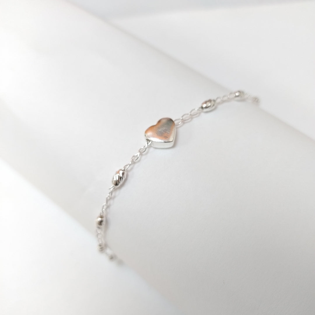 PULSERA TEJIDO CORAZON PLATA .925 18 CM 3.3 GR (NUEVO)