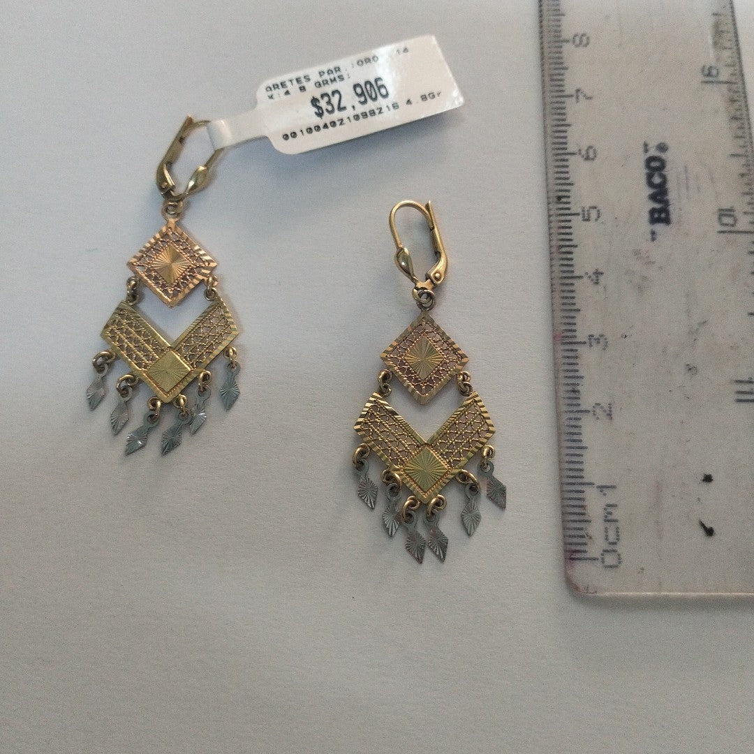 ARETES PAR ORO 14 K 4.8 GRMS (SEMINUEVO)