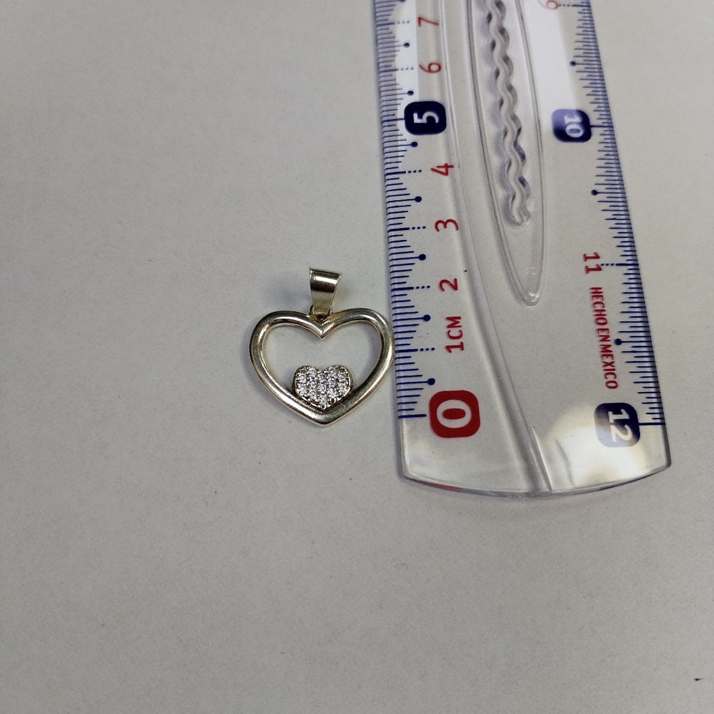DIJE CORAZON C/CIRCONIAS PLATA .925 2.6 GR (NUEVO)