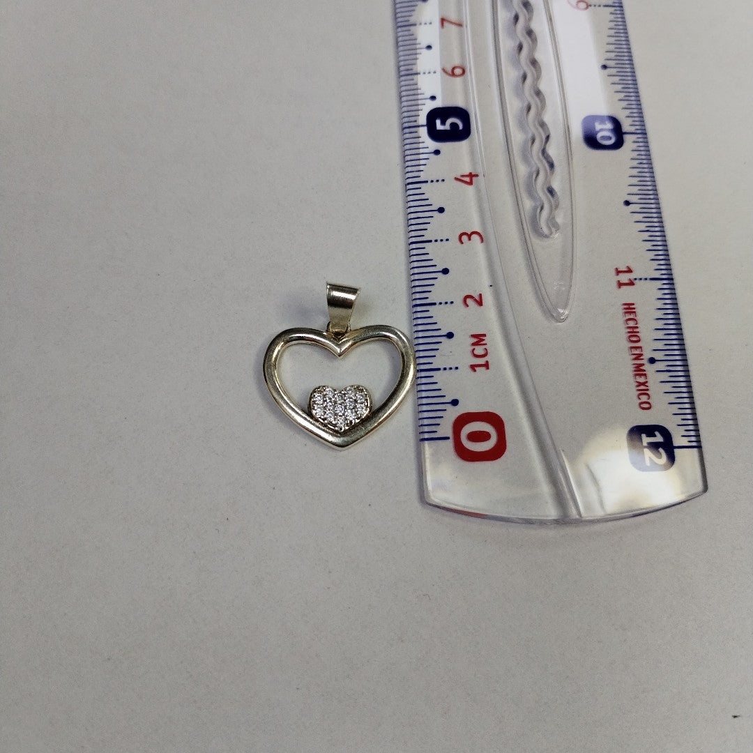 DIJE CORAZON C/CIRCONIAS PLATA .925 2.6 GR (NUEVO)