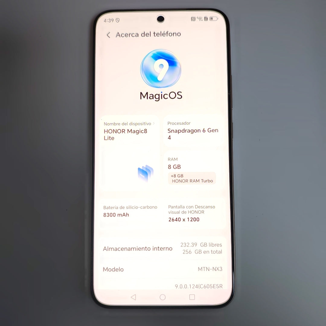 CELULAR HONOR MAGIC 8 LITE MTN-NX3 (2025) 256 GB 8 GB RAM (SEMINUEVO)