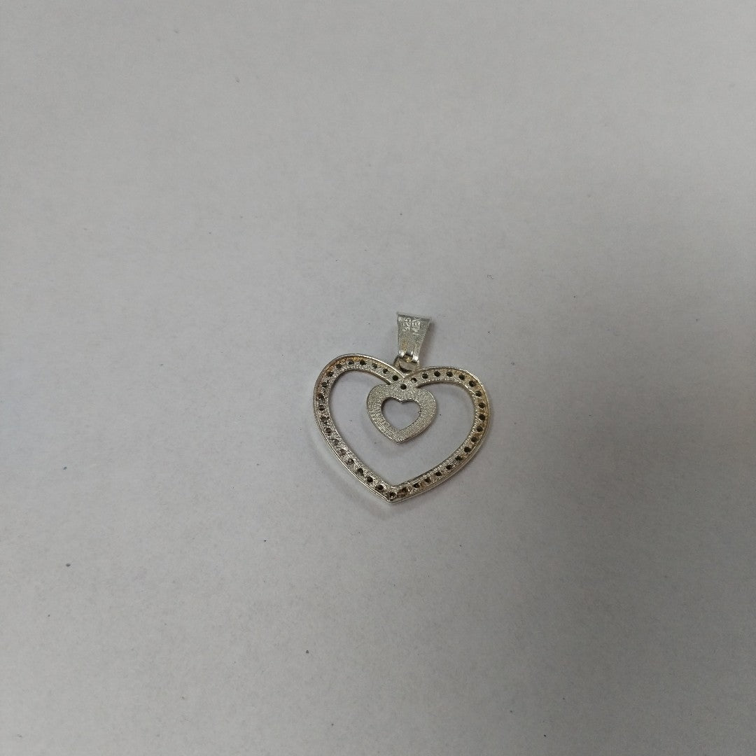 DIJE CORAZON C/CIRCONIAS PLATA .925 2.7 GR (NUEVO)
