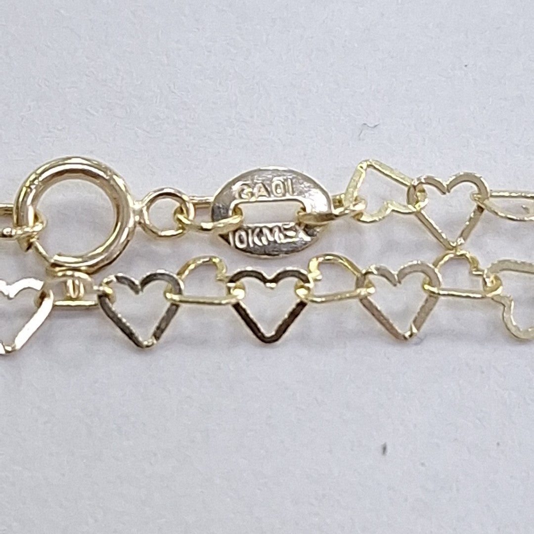 CADENAS TEJIDO CORAZONES ORO 10K 50 CM 2.5 GR (NUEVO)