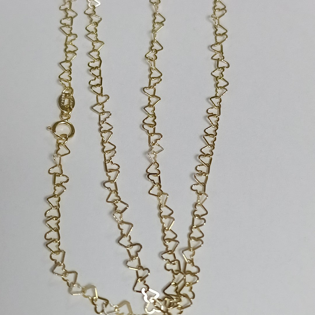 CADENAS TEJIDO CORAZONES ORO 10K 55 CM 2.7 GR (NUEVO)