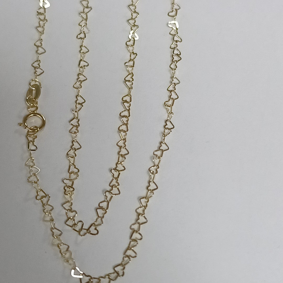 CADENAS TEJIDO CORAZONES ORO 10K 50 CM 1.4 GR (NUEVO)