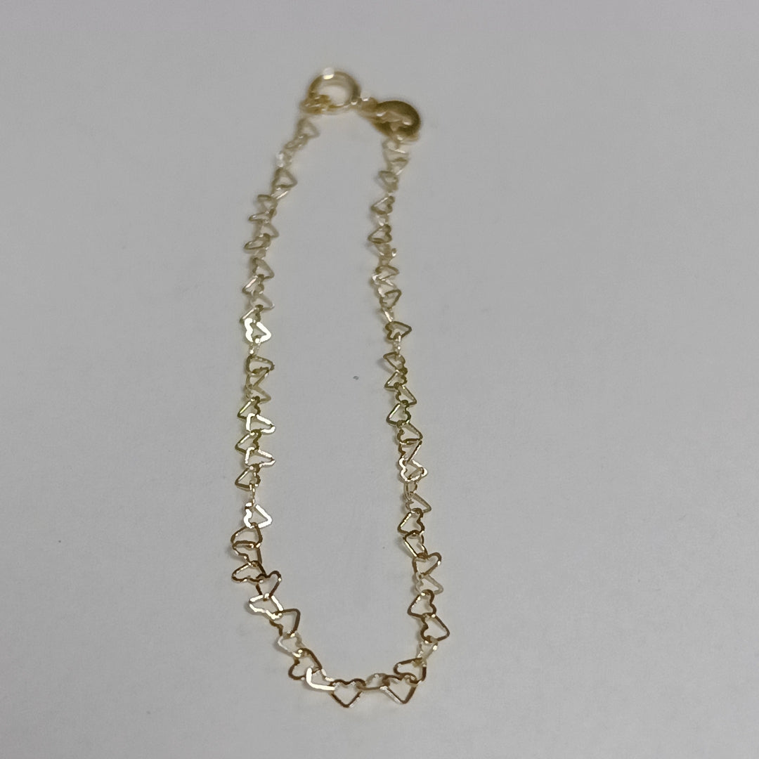 PULSERAS TEJIDO CORAZONES ORO 10K 18 CM 0.6 GR (NUEVO)