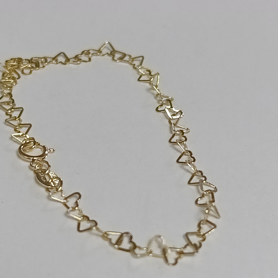PULSERAS TEJIDO CORAZONES ORO 10K 18 CM 1 GR (NUEVO)