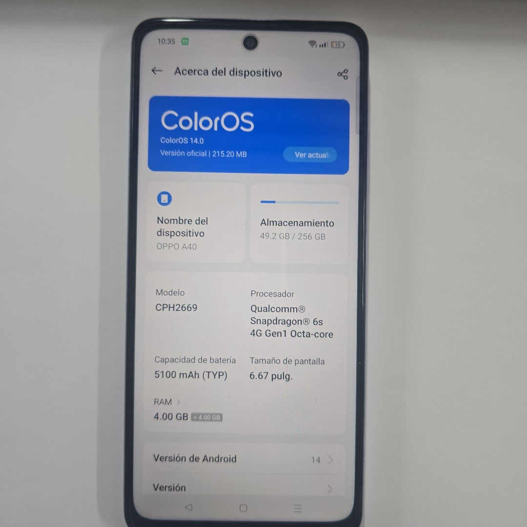 CELULAR OPPO A40 CPH2669 (2024) 256 GB 4 GB RAM (SEMINUEVO)