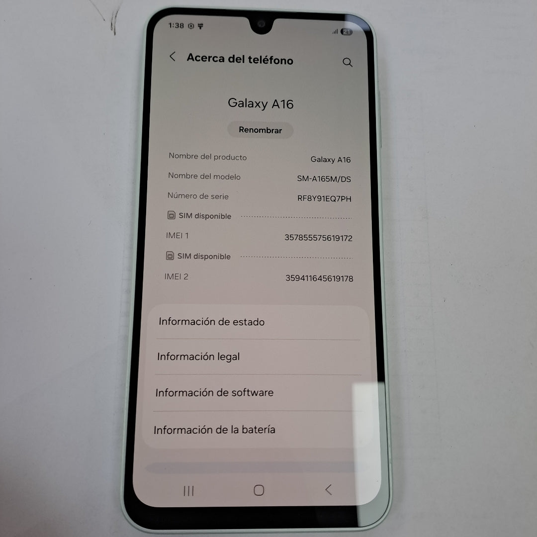 CELULAR SAMSUNG GALAXY A16 SM-A165M (2024) 128 GB 4 GB RAM (SEMINUEVO)