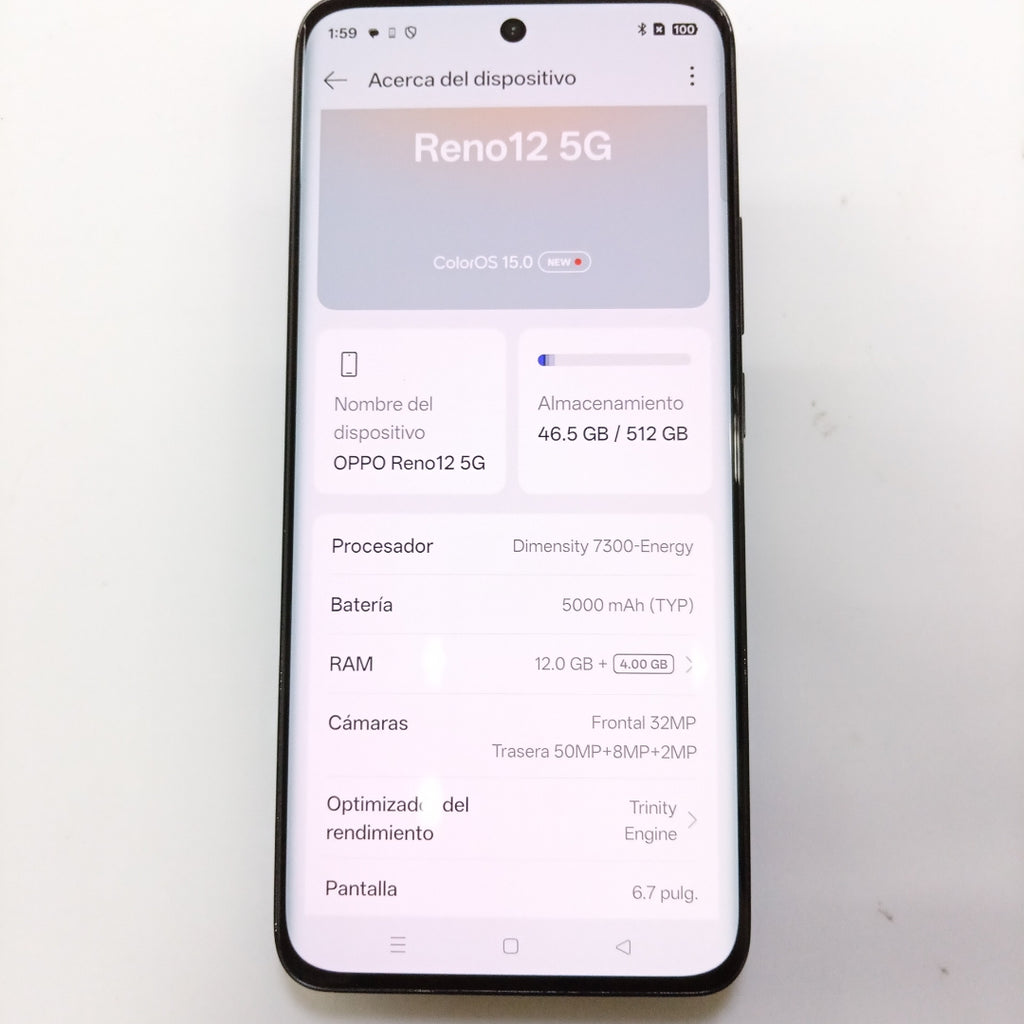 CELULAR OPPO RENO12 5G CPH2625 (2024) 512 GB 12 GB RAM (SEMINUEVO)