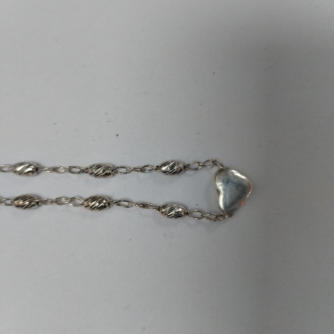 PULSERA TEJIDO CORAZON PLATA .925 18 CM 3.2 GR (NUEVO)