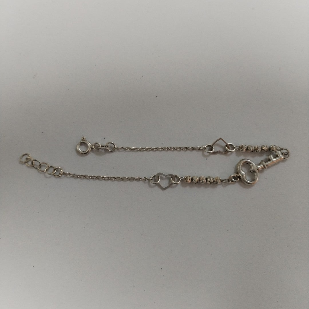 PULSERA TEJIDO LLAVE PLATA .925 18 CM 2.3 GR (NUEVO)