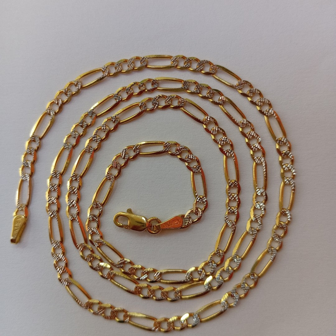 CADENAS TEJIDO 3X1 DIAMANTADO ORO 10K 50 CM 5.7 GR (NUEVO)