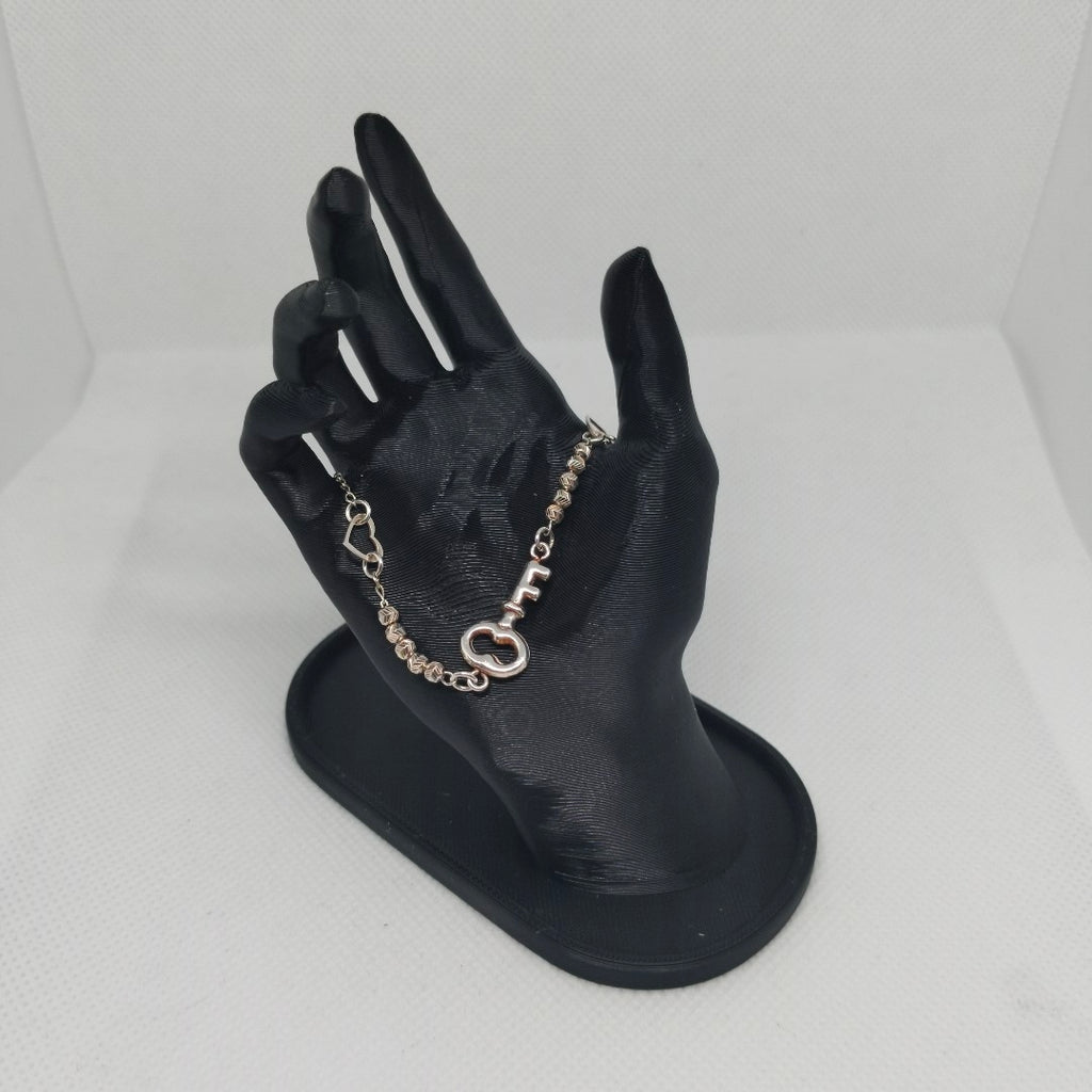 PULSERA TEJIDO LLAVE PLATA .925 18 CM 2.3 GR (NUEVO)