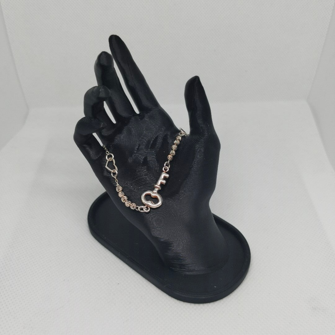 PULSERA TEJIDO LLAVE PLATA .925 18 CM 2.3 GR (NUEVO)