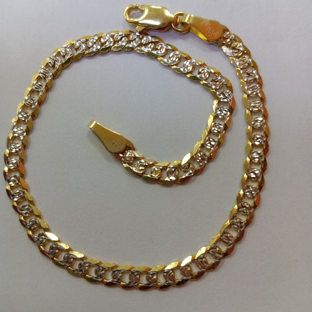 PULSERAS TEJIDO BARBADA DIAMANTADA ORO 14K 21 CM 5 GR (NUEVO)