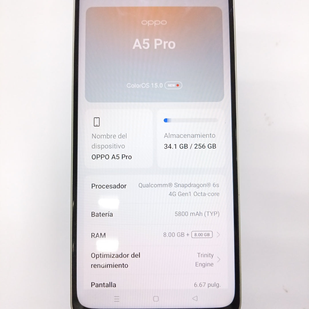 CELULAR OPPO A5 PRO CPH2711 (2025) 256 GB 8 GB RAM (SEMINUEVO)