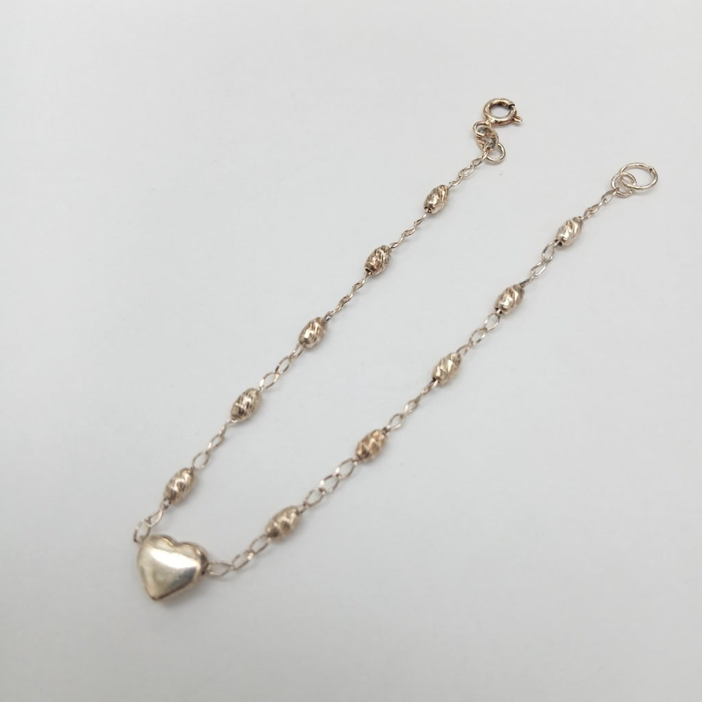 PULSERA TEJIDO CORAZON PLATA .925 18 CM 3.4 GR (NUEVO)