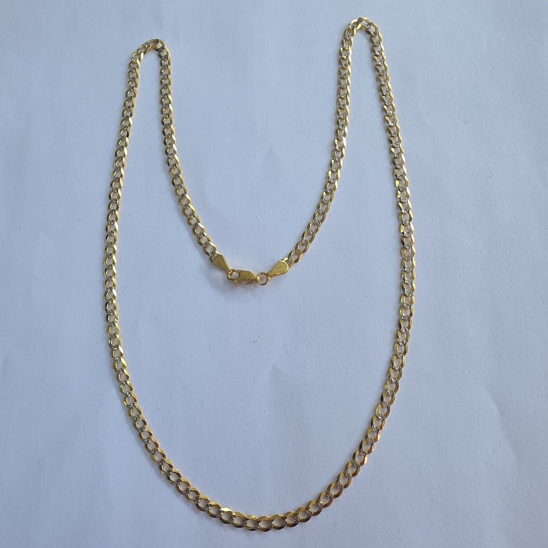 CADENAS BARBADA DIAMANTADA ORO 14K 55 CM 8.8 GR (NUEVO)