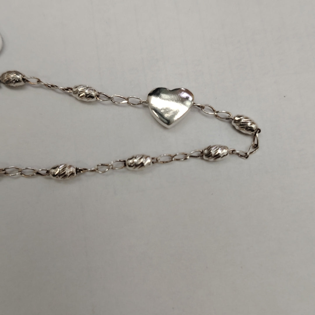 PULSERA TEJIDO CORAZON PLATA .925 18 CM 3.3 GR (NUEVO)