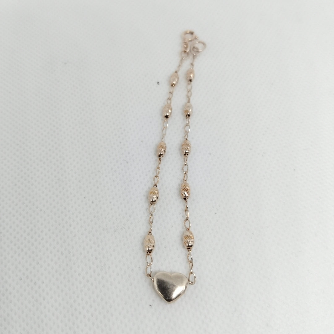PULSERA TEJIDO CORAZON PLATA .925 18 CM 3.3 GR (NUEVO)