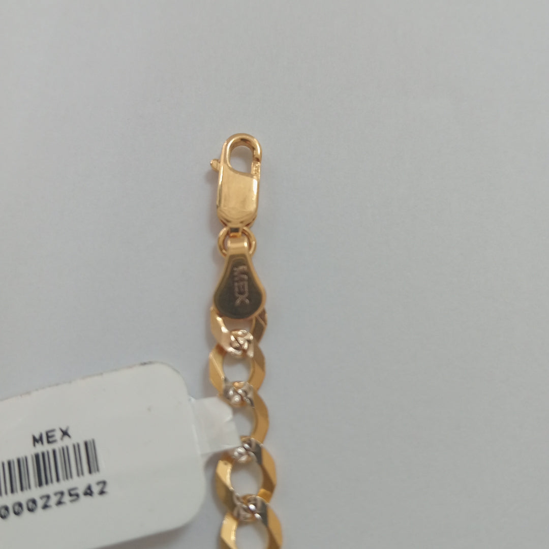 PULSERAS TEJIDO BARBADA DIAMANTADA ORO 14K 21 CM 6.6 GR (NUEVO)
