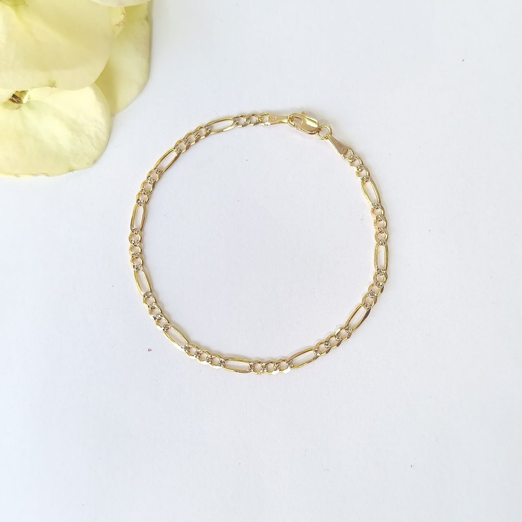 PULSERAS 3X1 DIAMANTADA ORO 14K 18 CM 3 GR (NUEVO)