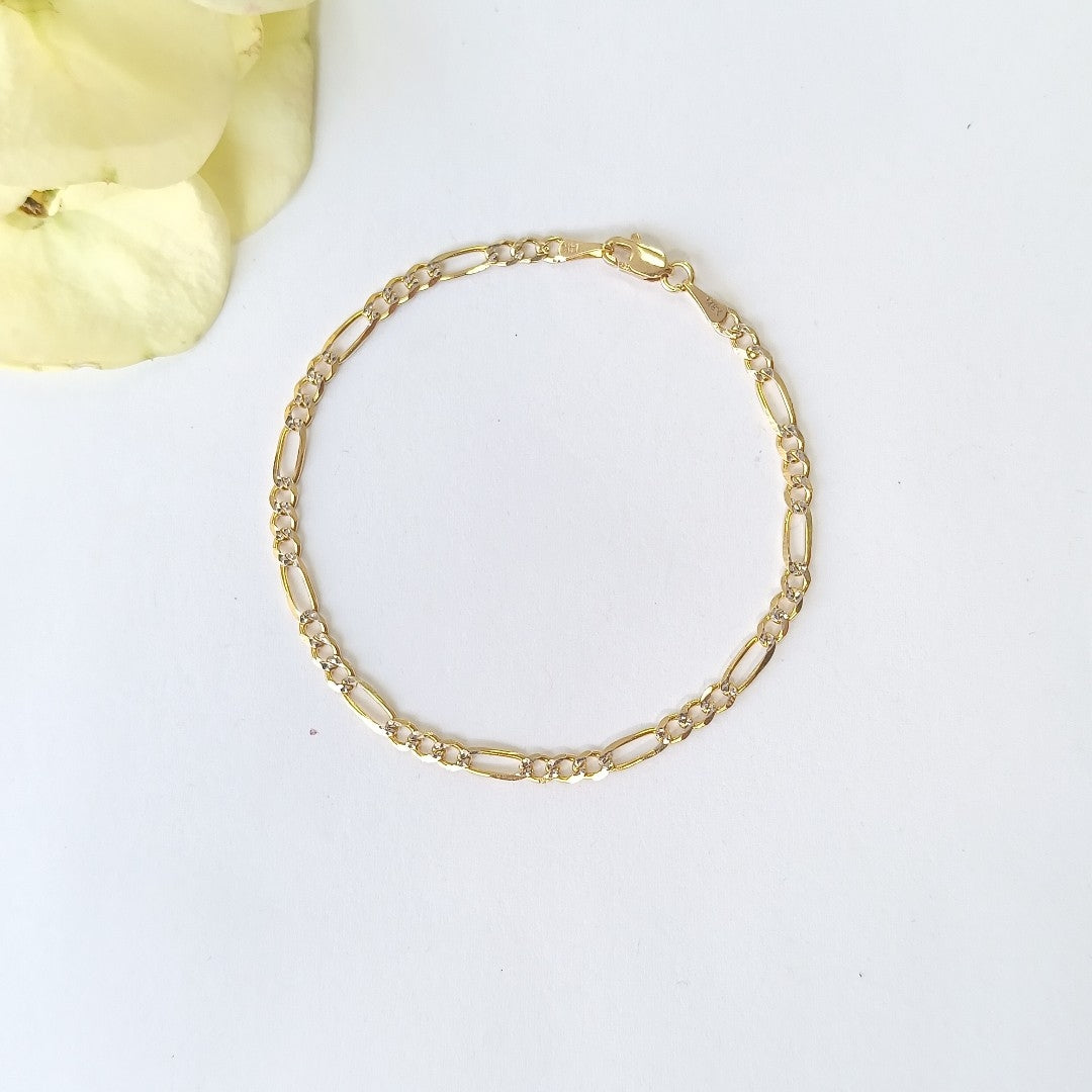 PULSERAS 3X1 DIAMANTADA ORO 14K 18 CM 3 GR (NUEVO)