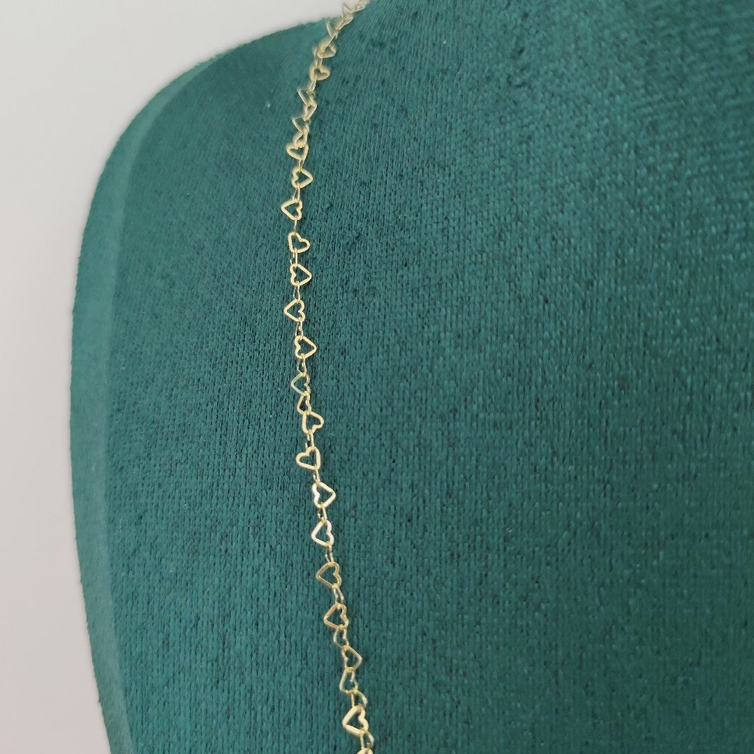 CADENAS TEJIDO CORAZONES ORO 10K 50 CM 1.5 GR (NUEVO)