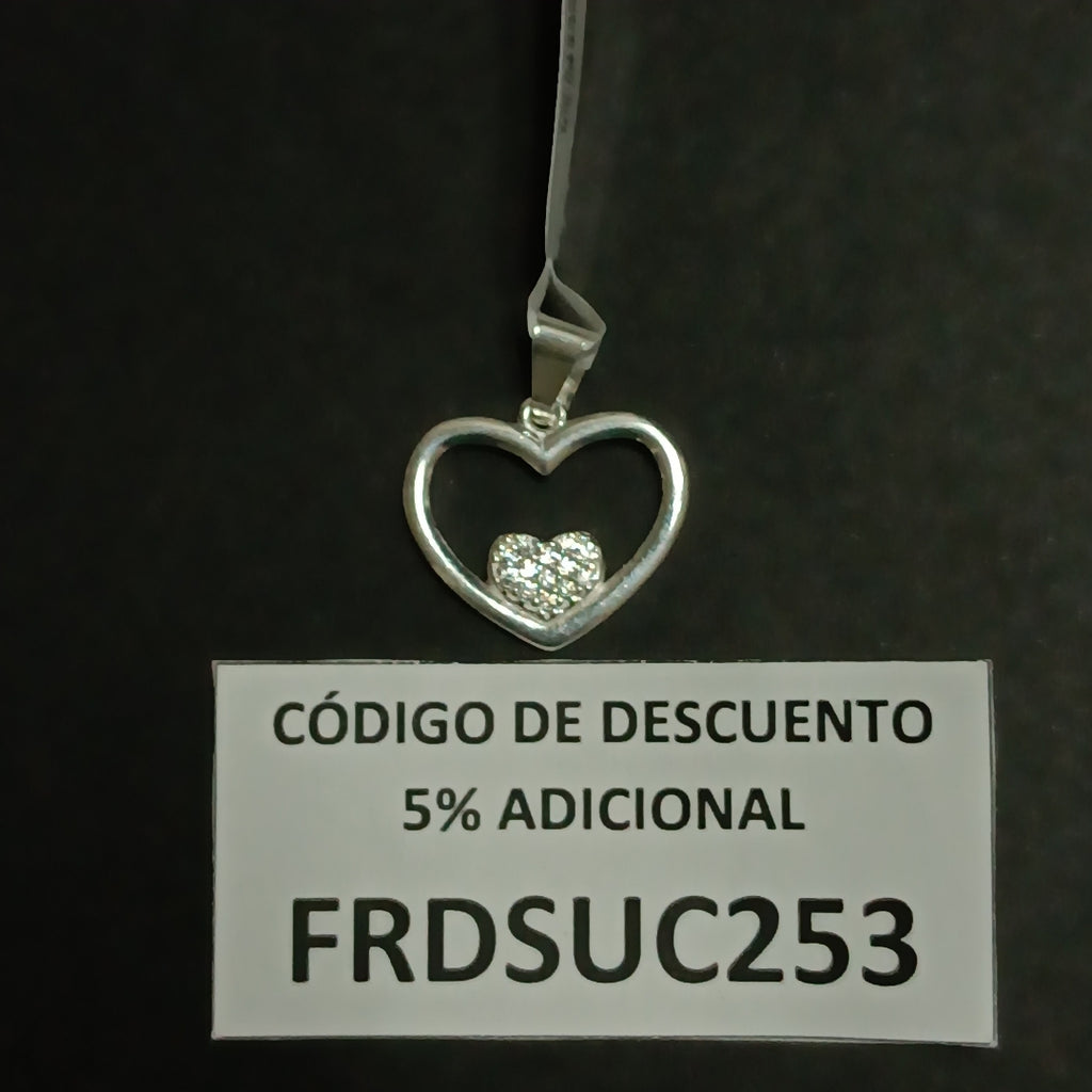 DIJE CORAZON C/CIRCONIAS PLATA .925 2.6 GR (NUEVO)